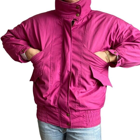 Vintage 80s Womens Fuchsia Pink Goose Down Puffer Ski Winter Jacket Sz S - Picture 5 of 9